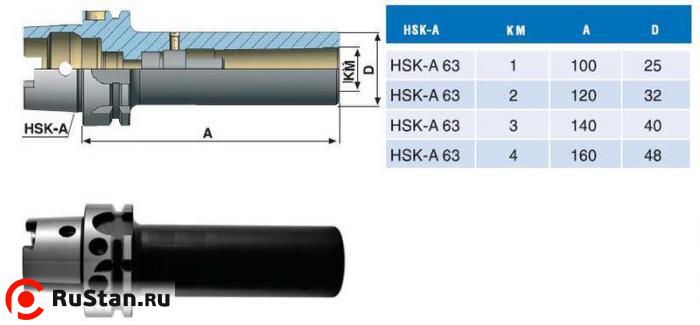 Втулка переходная с хв-ком HSK-А 63 на КМ3 с резьб. отверст. М12 (с затяжным винтом) для концевых фрез фото №1