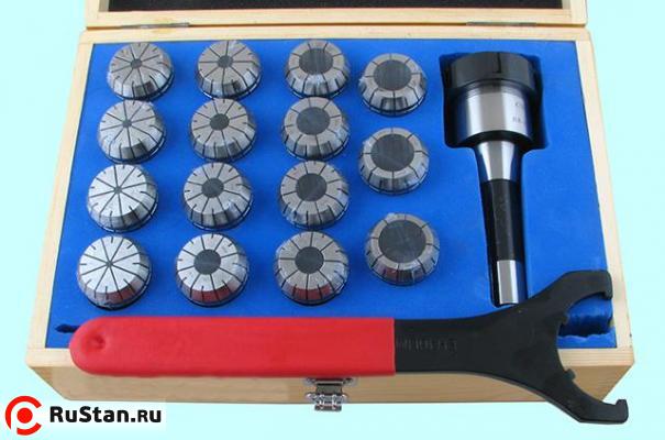 Патрон Цанговый с хв-ком R8 (7/16"- 20UNF) с набором цанг ER40 из 15шт (4-26мм) "CNIC" фото №1