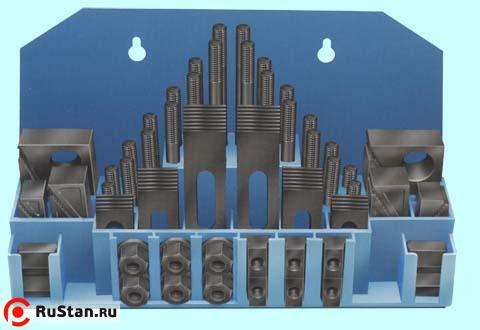 Набор клиновых ступенчатых прижимов из 58-ми предм., паз 9,7мм М8х1,25 в мет. футляре (YT-0201) "CNIC" фото №1