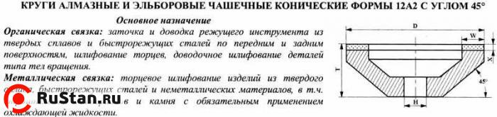 Круг алмазный 12А2-45град.(чашечный конический) 125х10х5х42х32 АС4 125/100 100% В2-01 80,0 карат фото №1