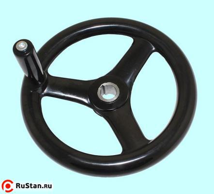 Маховик 100х12х29х4мм (DxdxHxb) с 3-мя спицами, бакелит "TLX" с ручкой фото №1 Маховик 100х12х29х4мм (DxdxHxb) с 3-мя спицами, бакелит "TLX" с ручкой фото №1