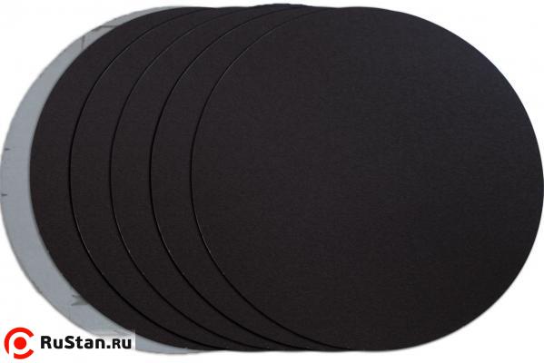 Диск шлифовальный на велкро основе P80, 230мм / без отв., черный, 5 шт. фото №1