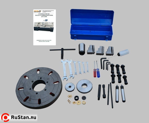 В ЗИП входят ключи, масленка, обратные каленые кулачки, неподвижный центр МТ №5, конус-переходник с МТ-7 на МТ-5, сменные шестерни для гитары, планшайба, набор ключей и руководство пользователя. фото №22 METAL MASTER Z51150 фото №22