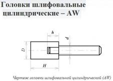 Головка абразивная 10х 6х3 AW(ГЦ) 63C F60(25Н) O(СТ1) с хвостовиком 